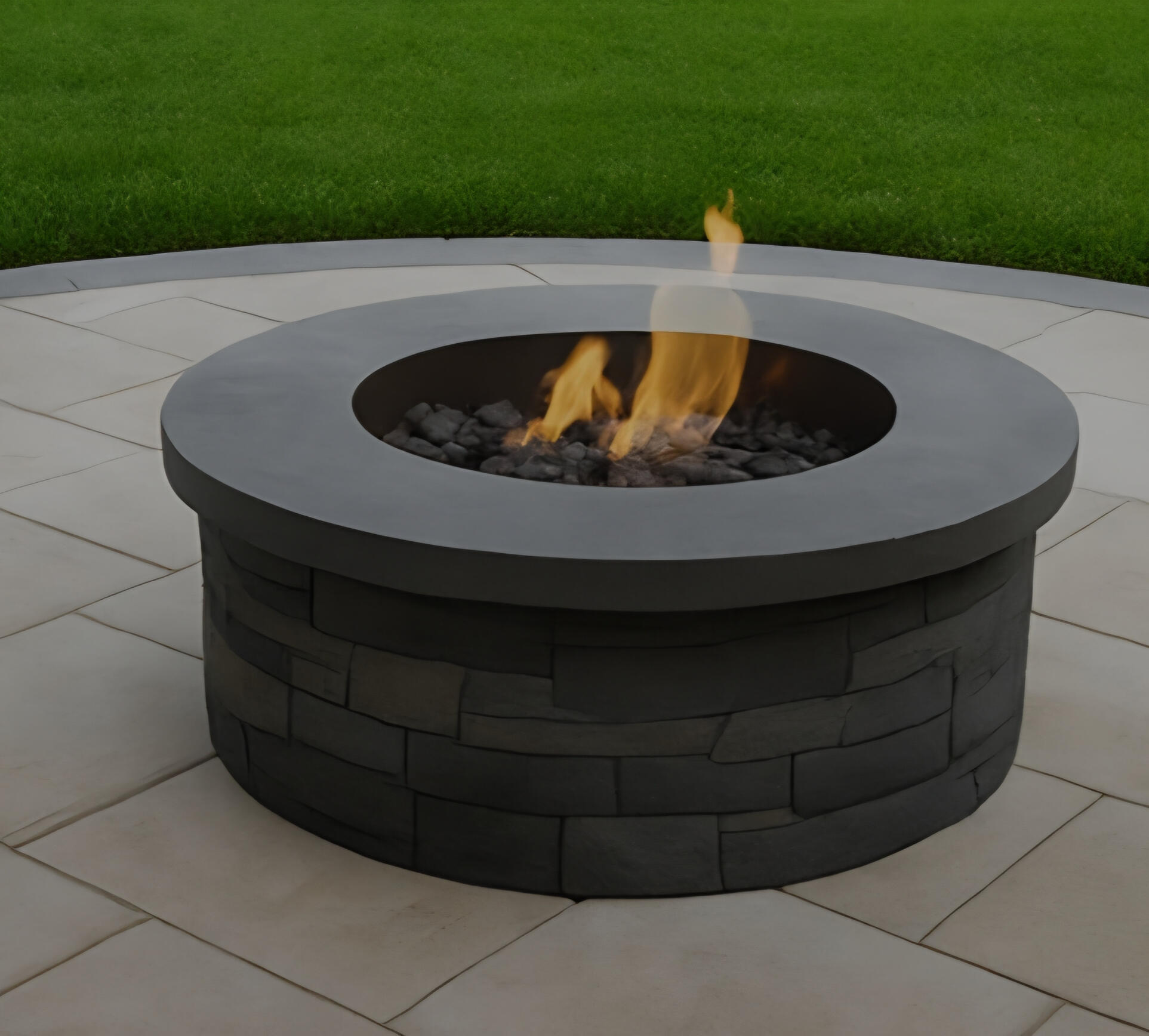 Modern Circular Fire Pit Area-Coral Gables